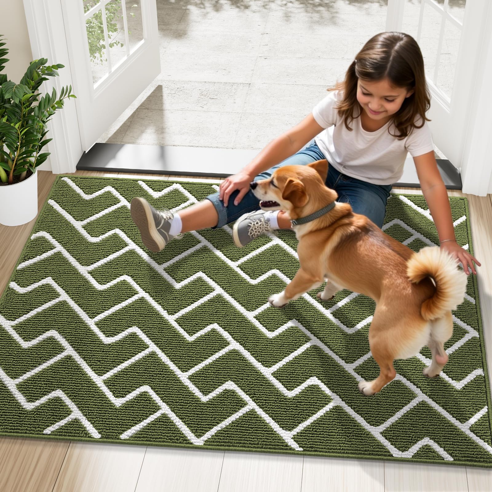 OLANLY Front Door Mat displayed in a modern entrance