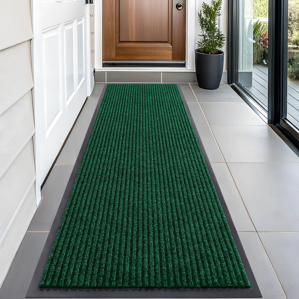 OLANLY Front Door Mat green colour front view