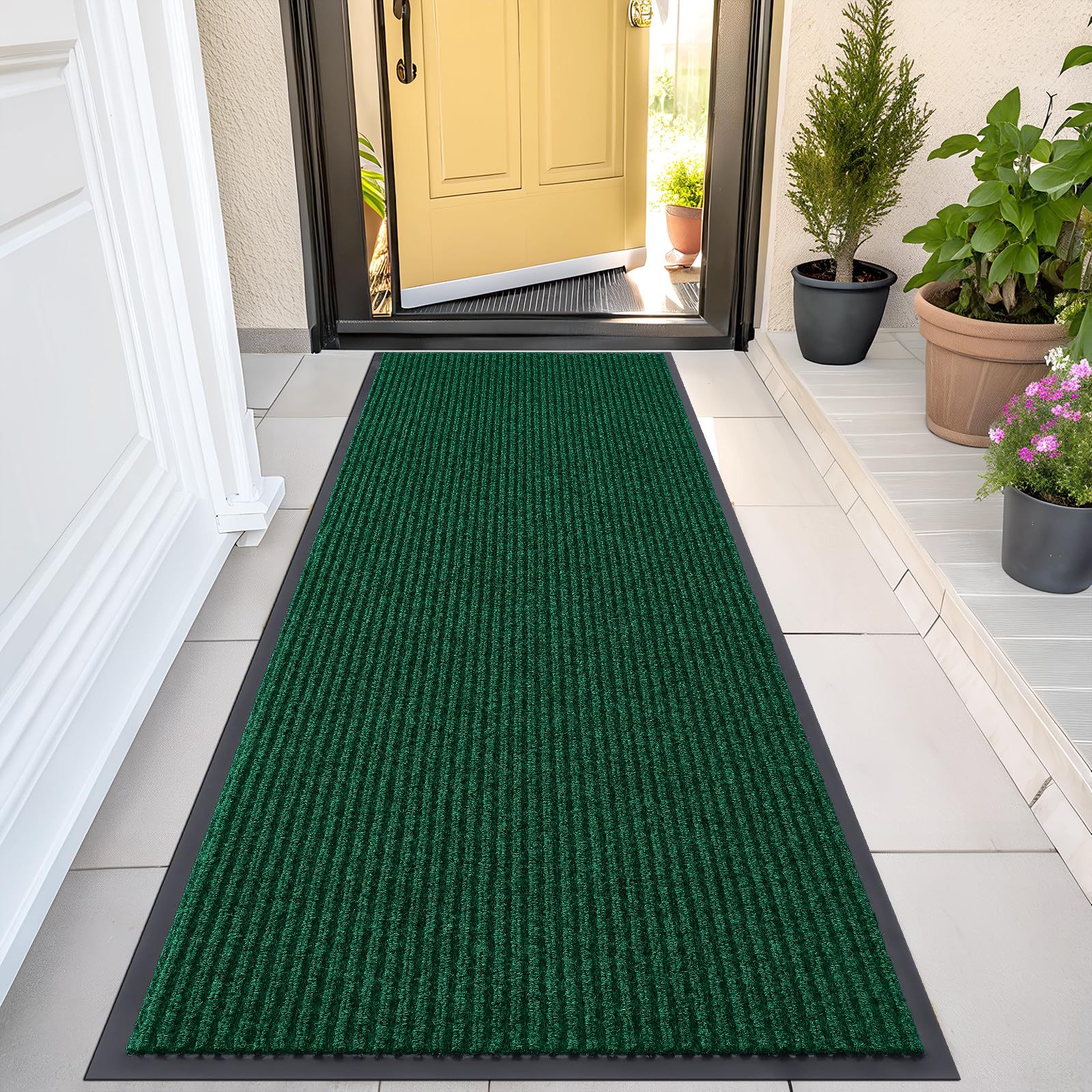 OLANLY Front Door Mat green model front view