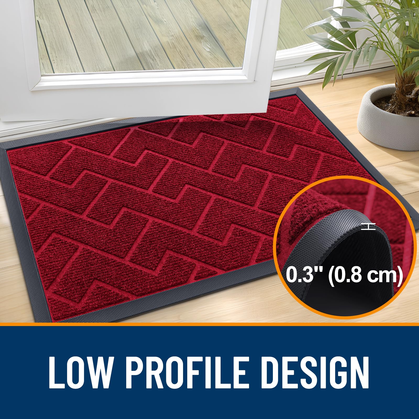 OLANLY Front Door Mat in use at a home entrance