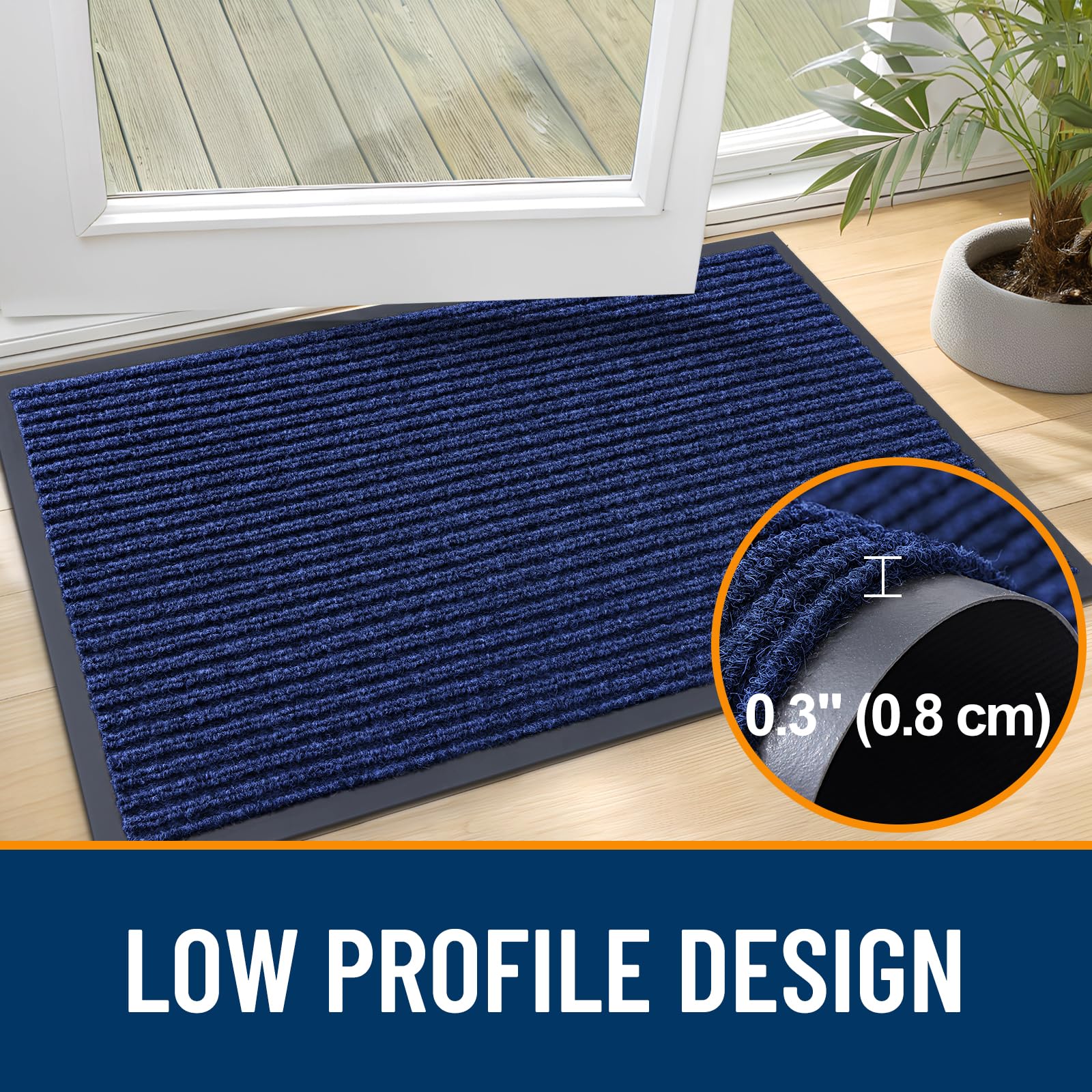 OLANLY Front Door Mat in use at a home entryway