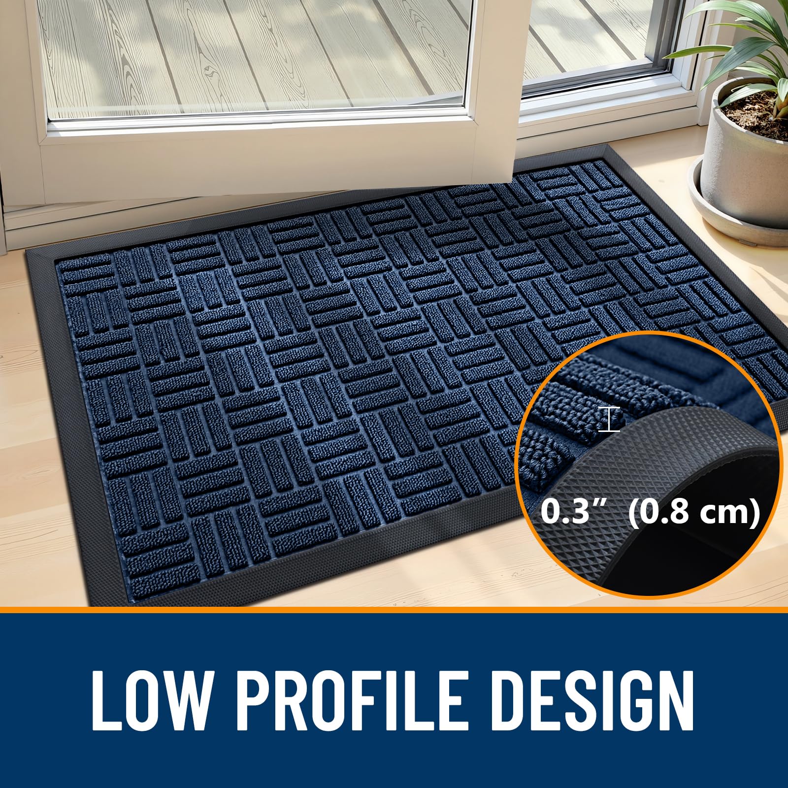 OLANLY Front Door Mat low-profile design