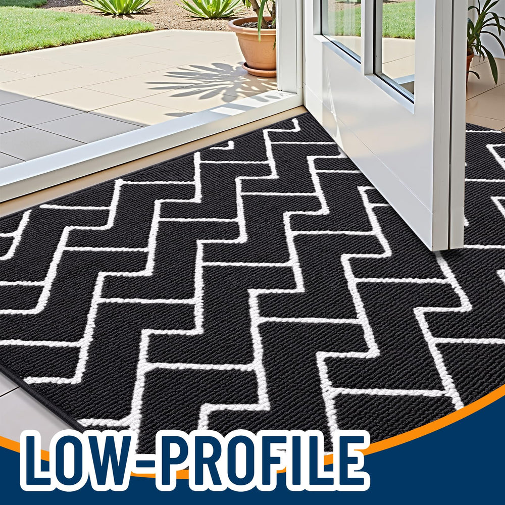OLANLY Front Door Mat low-profile design side view