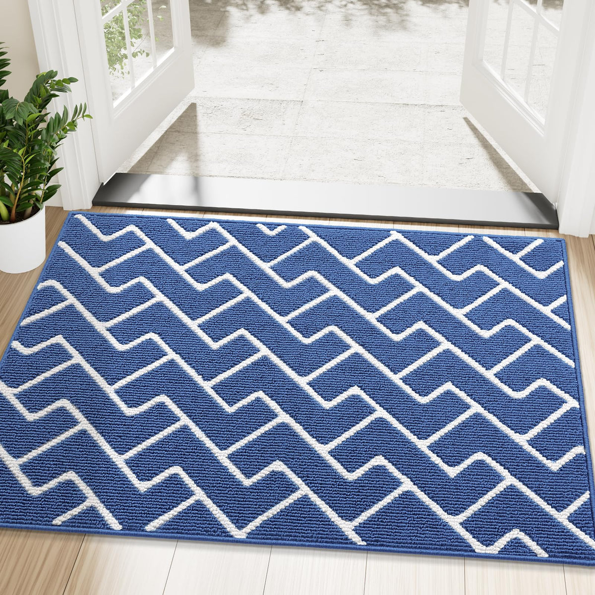 OLANLY Front Door Mat navy colour front view