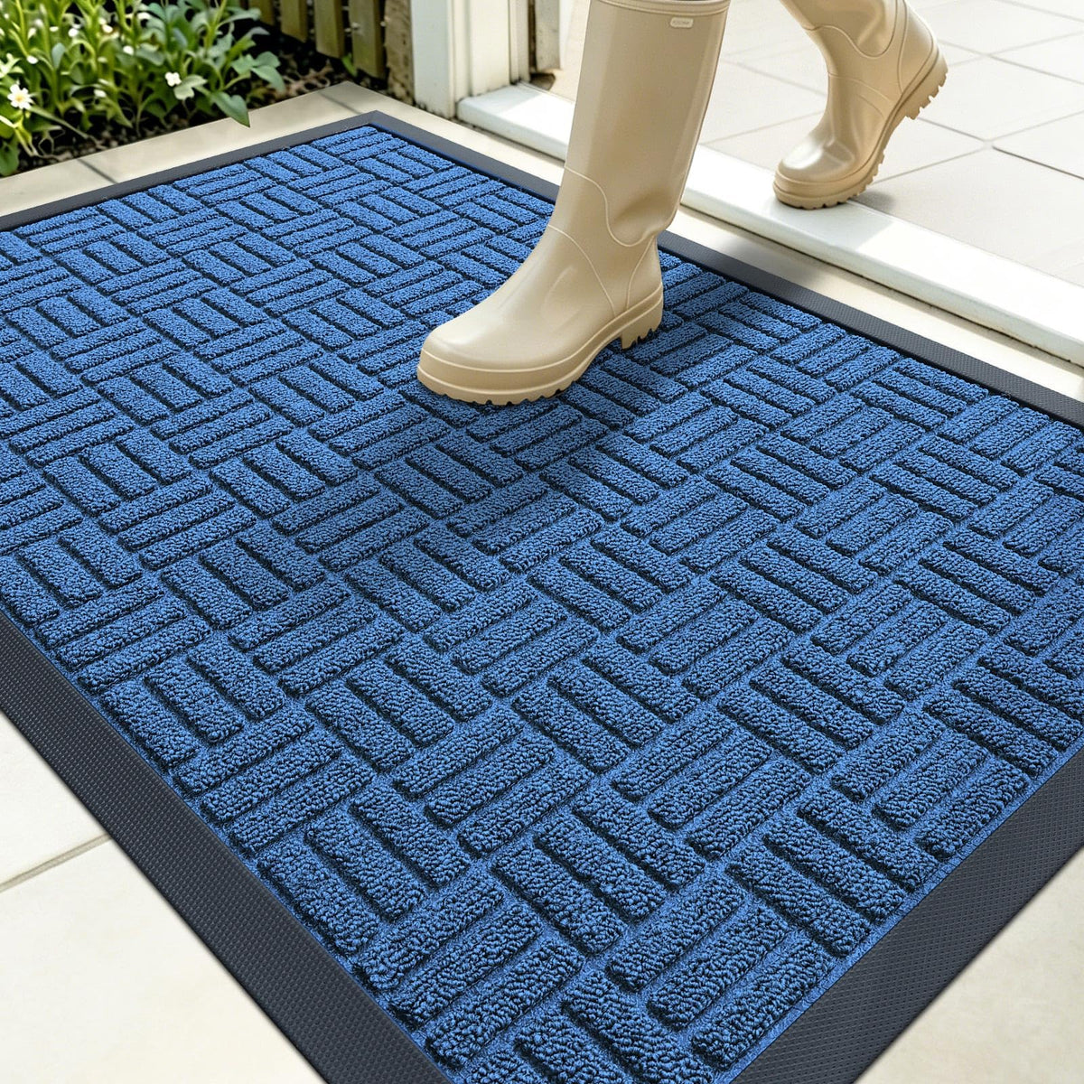 OLANLY Front Door Mat Ocean Blue front view