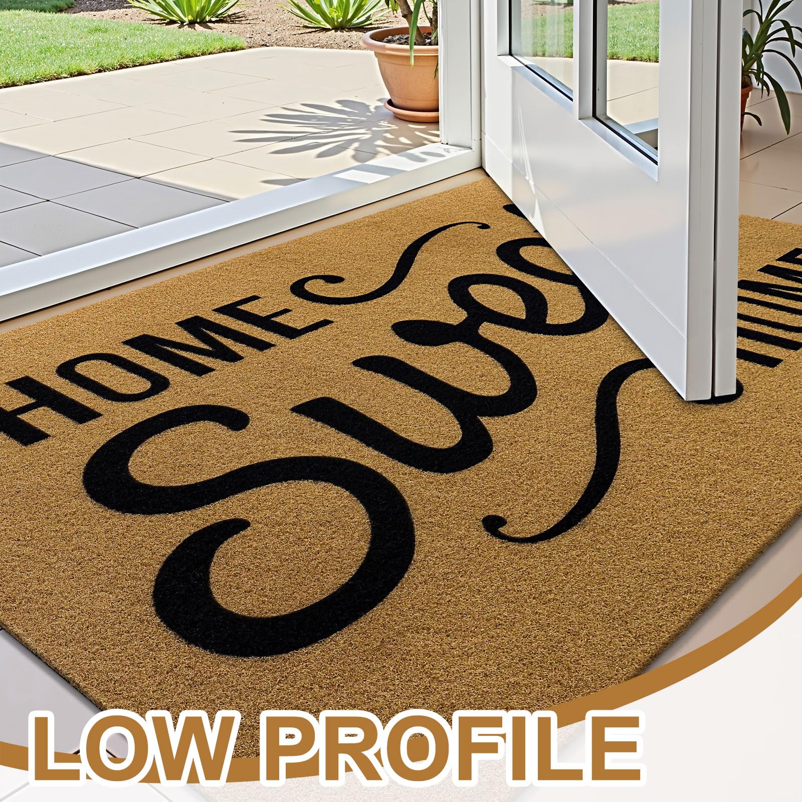 OLANLY Front Door Mat PVC backing close-up