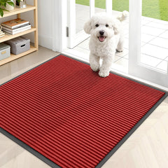 OLANLY Front Door Mat red with modern stripe pattern