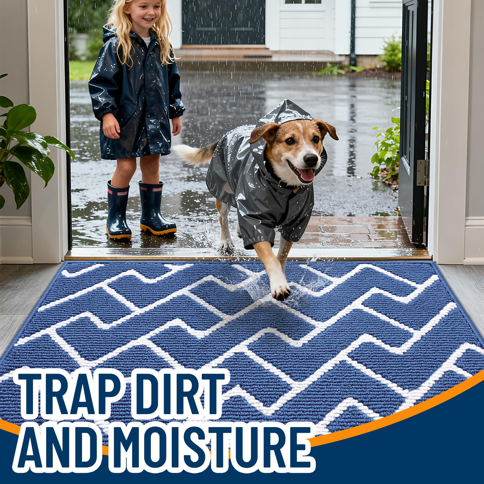 OLANLY Front Door Mat showing modern geometric pattern