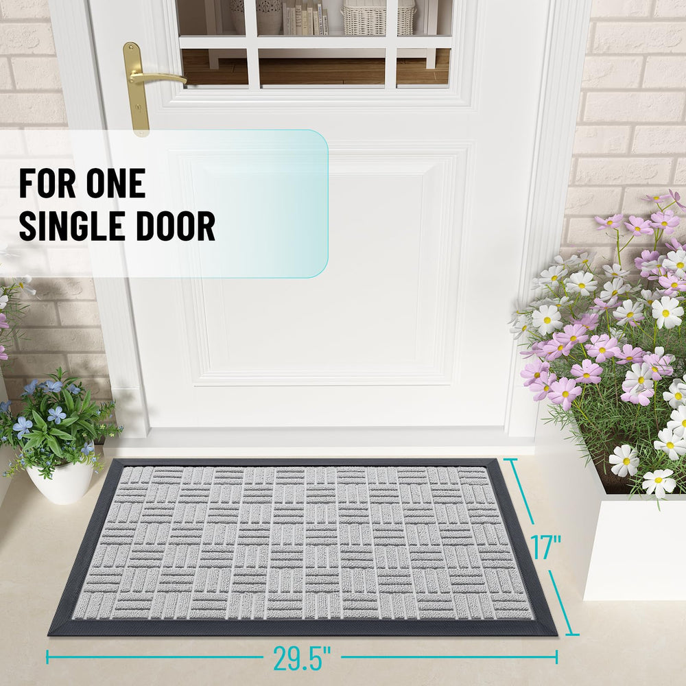 OLANLY Front Door Mat showing natural rubber backing