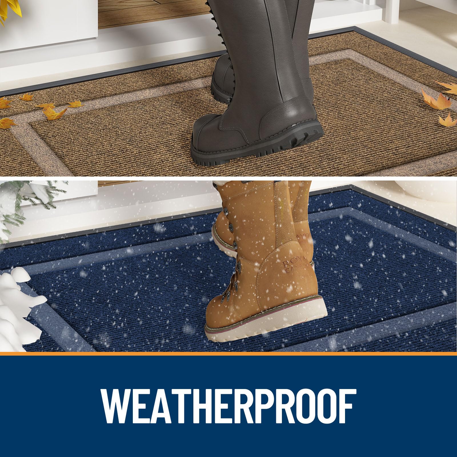 OLANLY Front Door Mat showing natural rubber backing