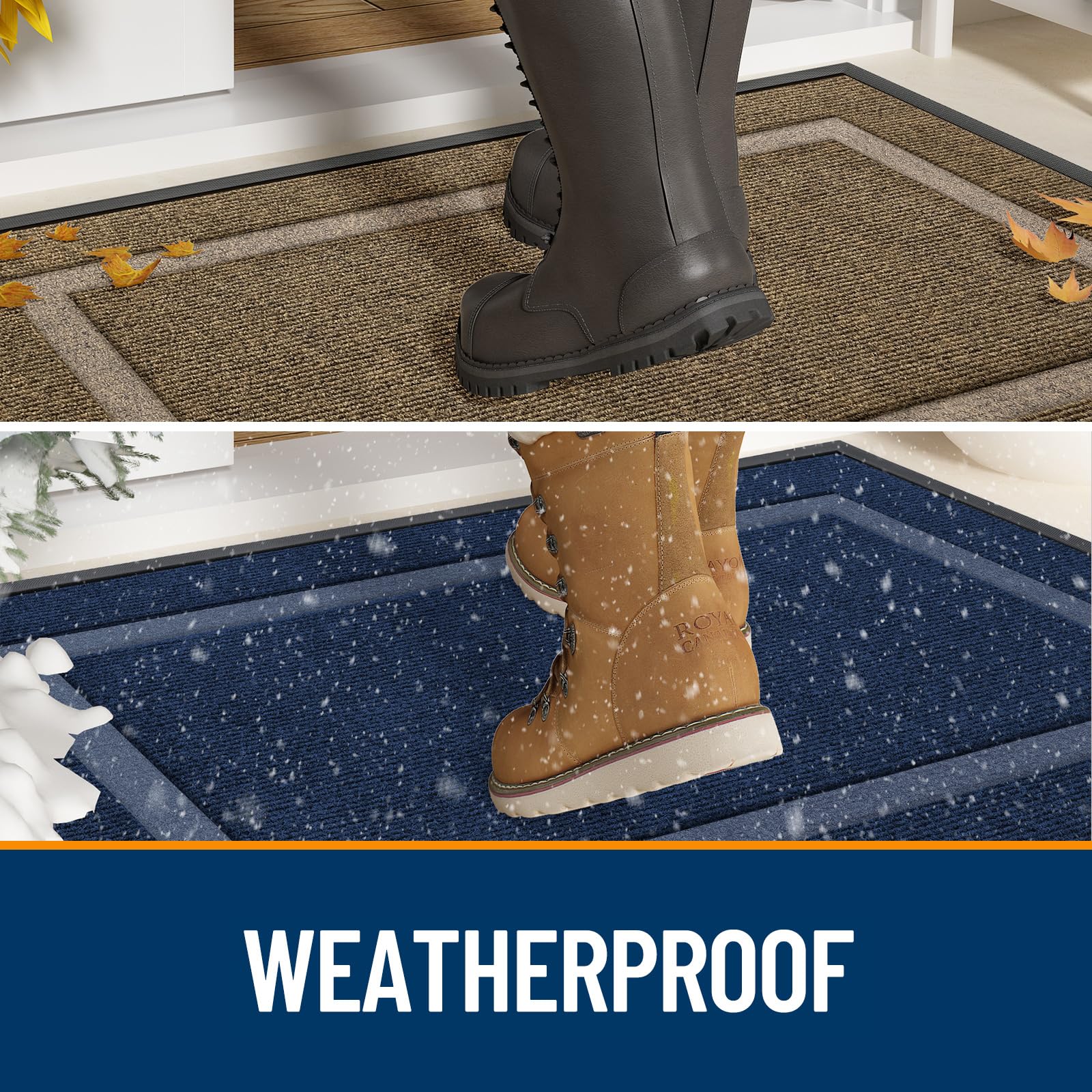 OLANLY Front Door Mat side view with natural rubber backing