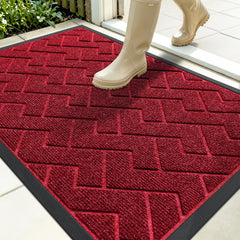OLANLY Front Door Mat Wine Red 35x23 front view