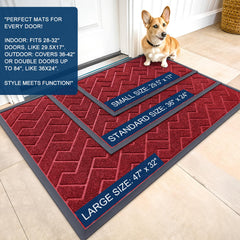 OLANLY Front Door Mat Wine Red 35x23 side view