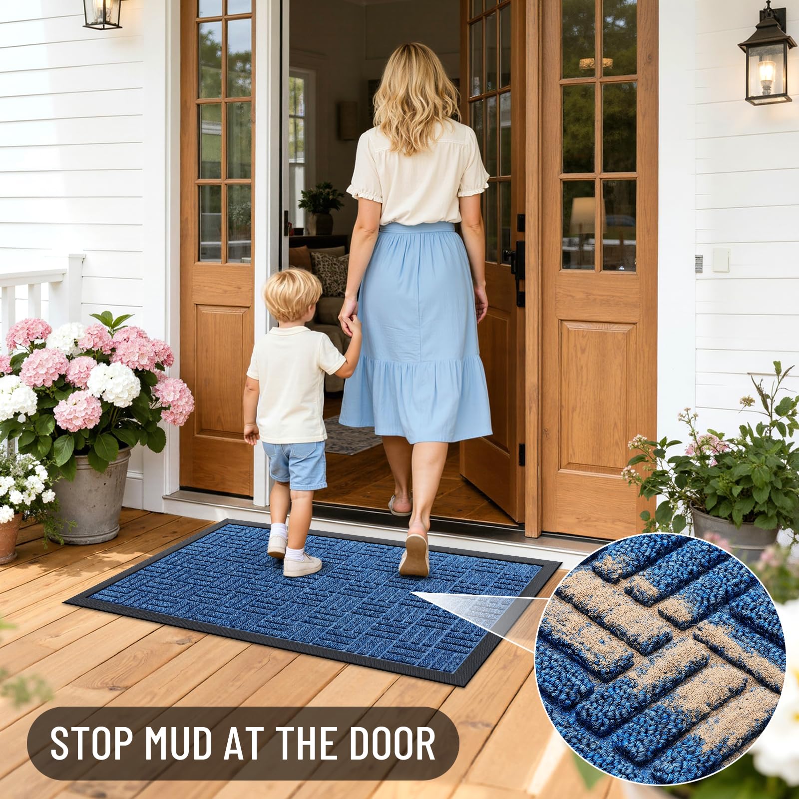 OLANLY Front Door Mat with deep grooves