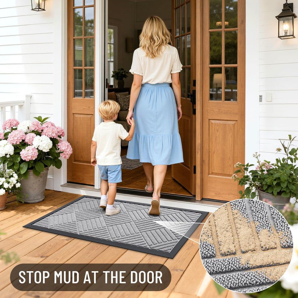 OLANLY Front Door Mat with dirt and moisture captured