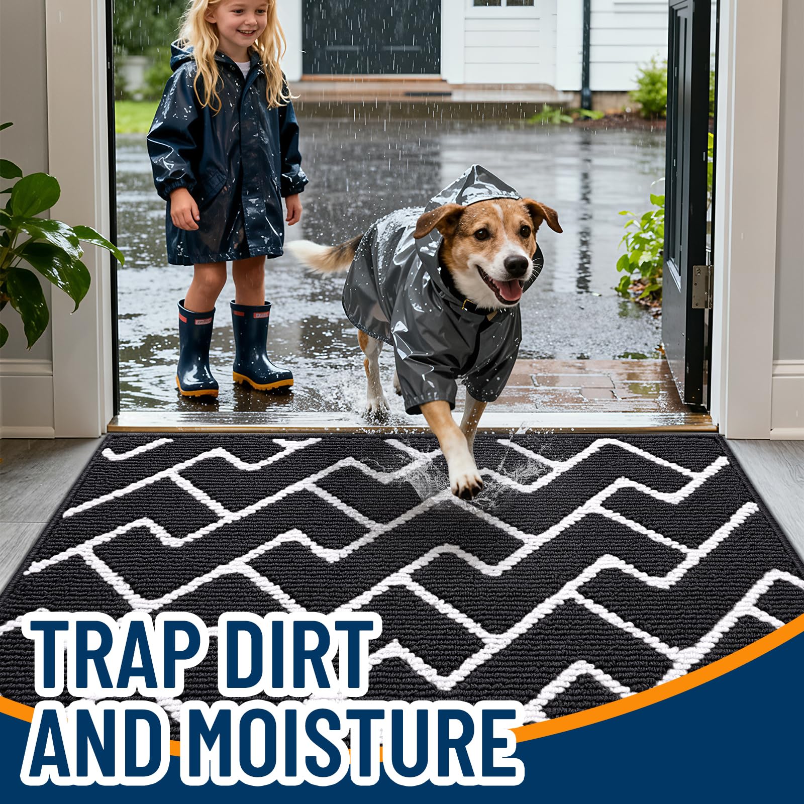 OLANLY Front Door Mat with geometric pattern detail