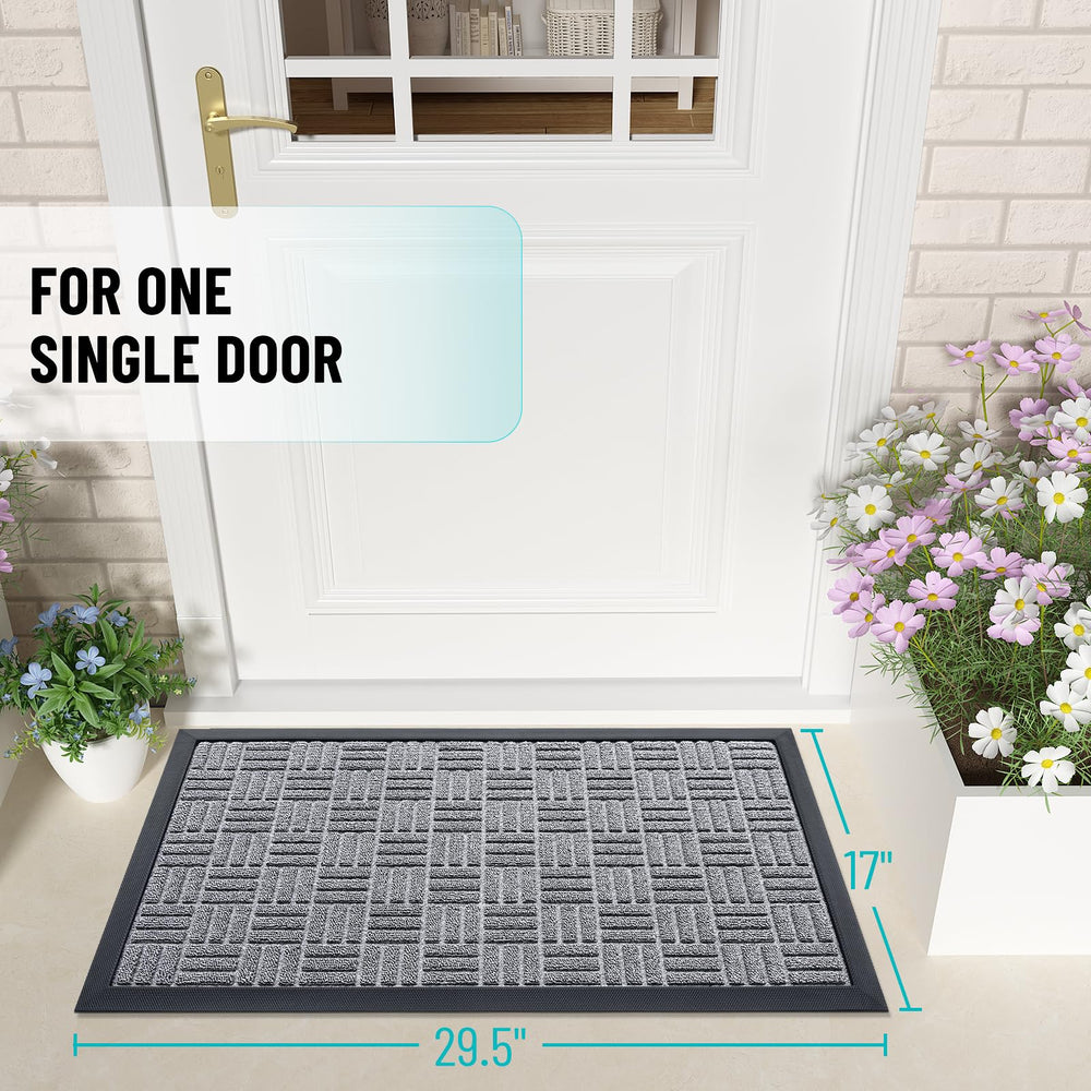 OLANLY Front Door Mat with rubber backing close-up