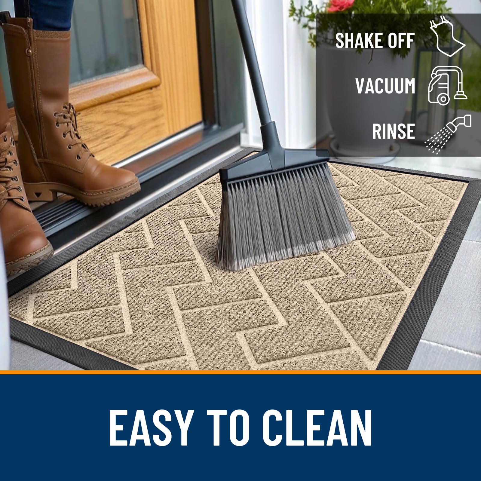 OLANLY front mat natural rubber backing details