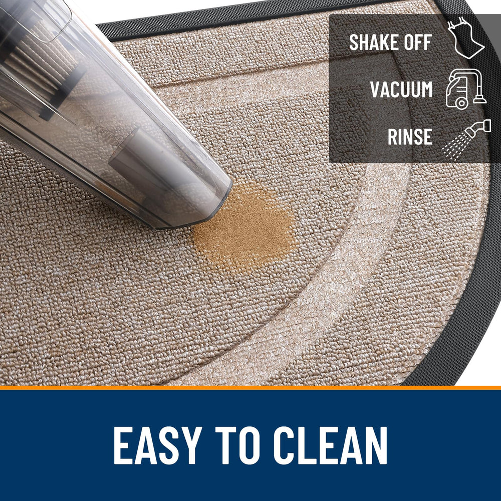OLANLY Half Circle Door Mat Camel with dirt captured