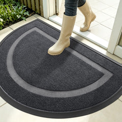 OLANLY Half Circle Door Mat front view, grey colour