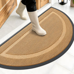 OLANLY Half Circle Door Mat front view in butter yellow