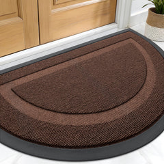 OLANLY Half Circle Door Mat front view in chocolate brown
