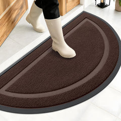 OLANLY Half Circle Door Mat front view in dark brown