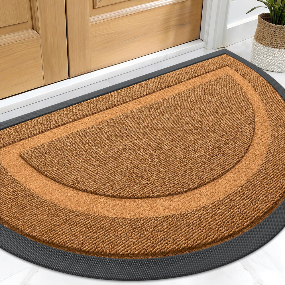 OLANLY Half Circle Door Mat front view in Tangerine Orange