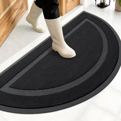 OLANLY Half Circle Door Mat front view jet black