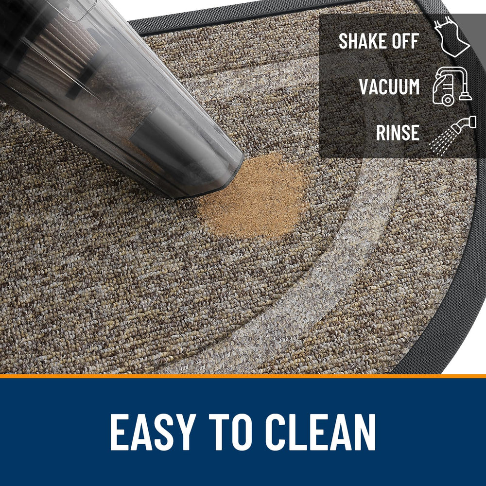 OLANLY Half Circle Door Mat in a mudroom setting