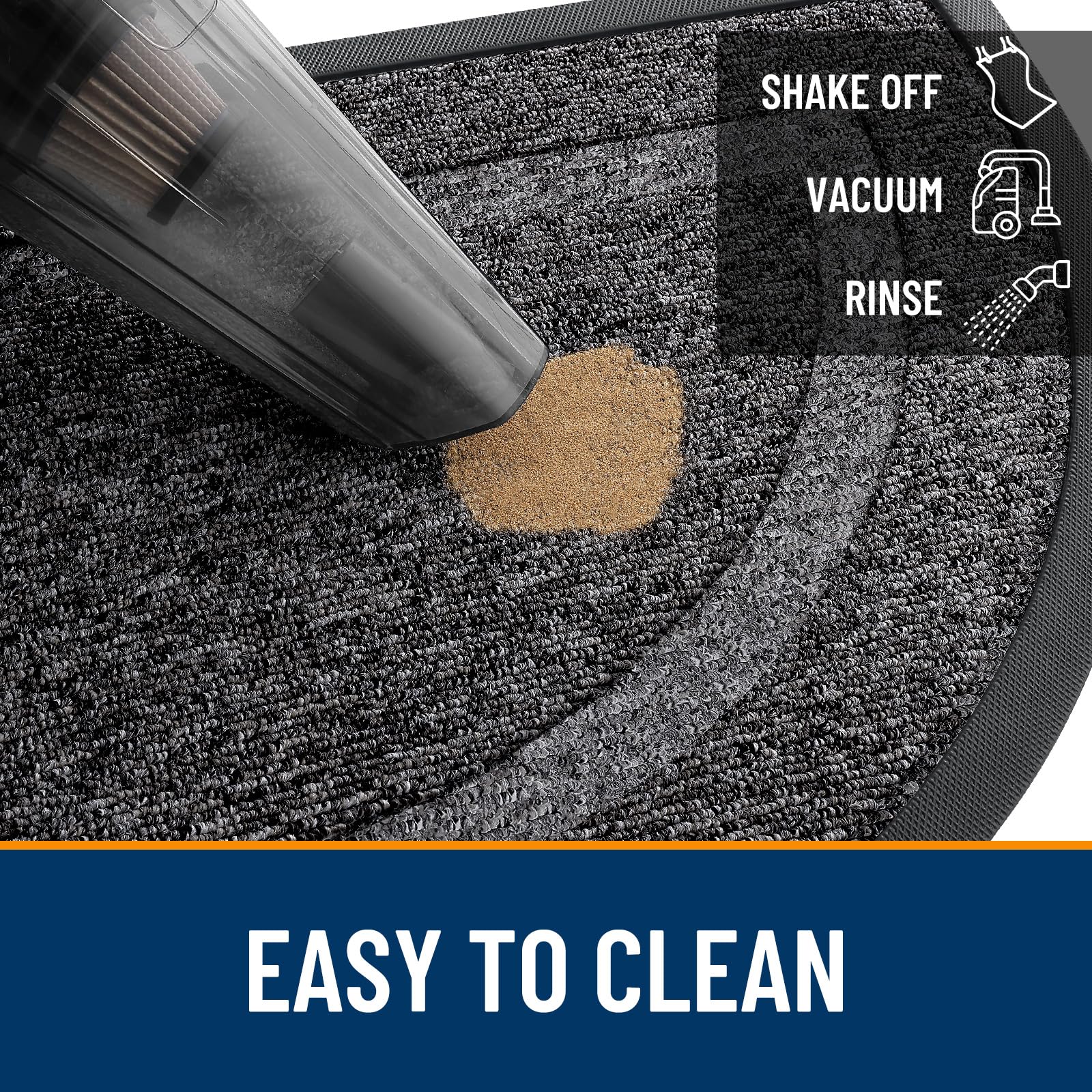 OLANLY Half Circle Door Mat in a mudroom setting