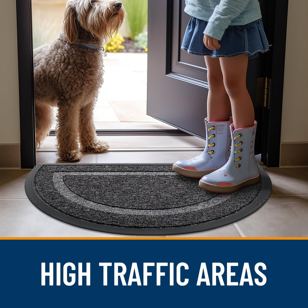 OLANLY Half Circle Door Mat in indoor mudroom