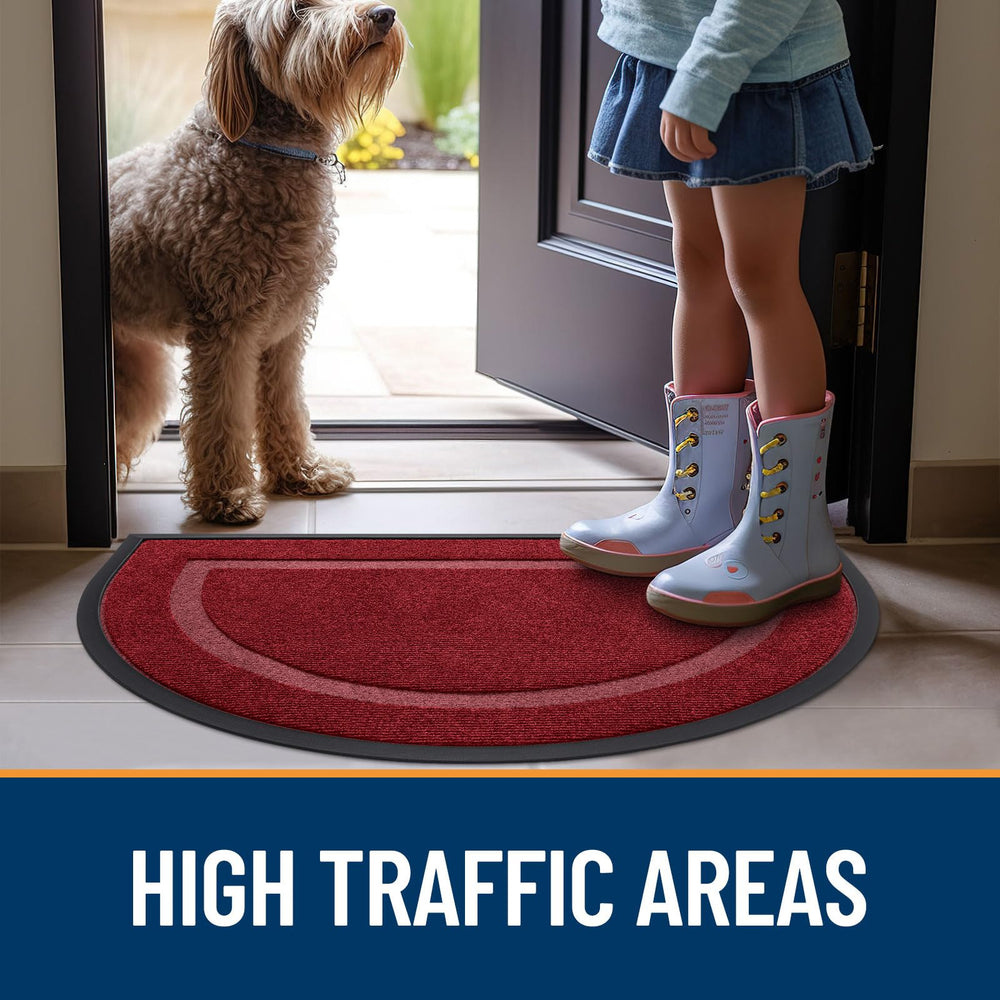 OLANLY Half Circle Door Mat in use at a busy entryway