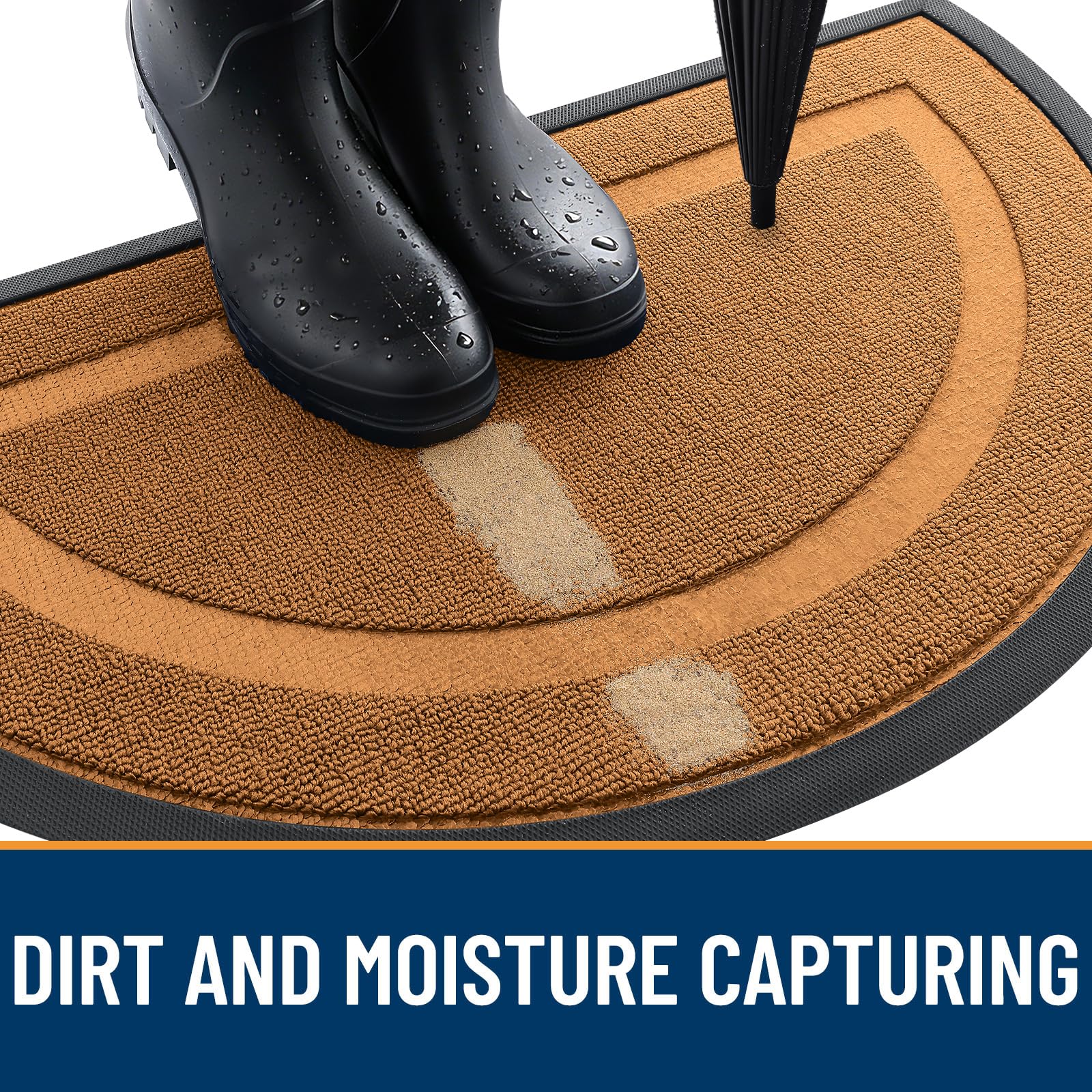 OLANLY Half Circle Door Mat in use at a front door