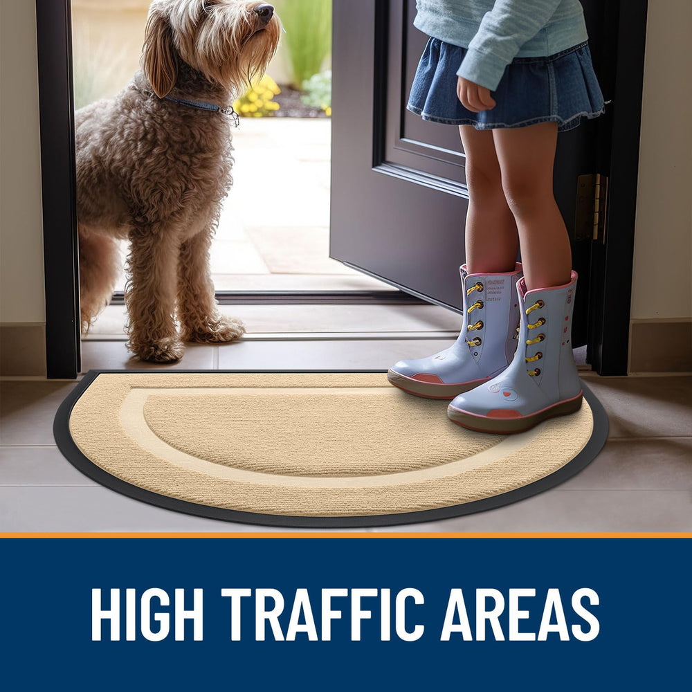 OLANLY Half Circle Door Mat laid flat on the ground