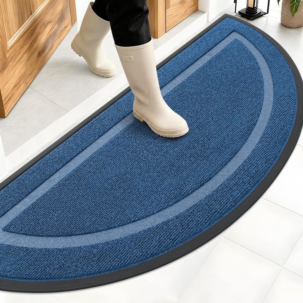 OLANLY Half Circle Door Mat light blue front view