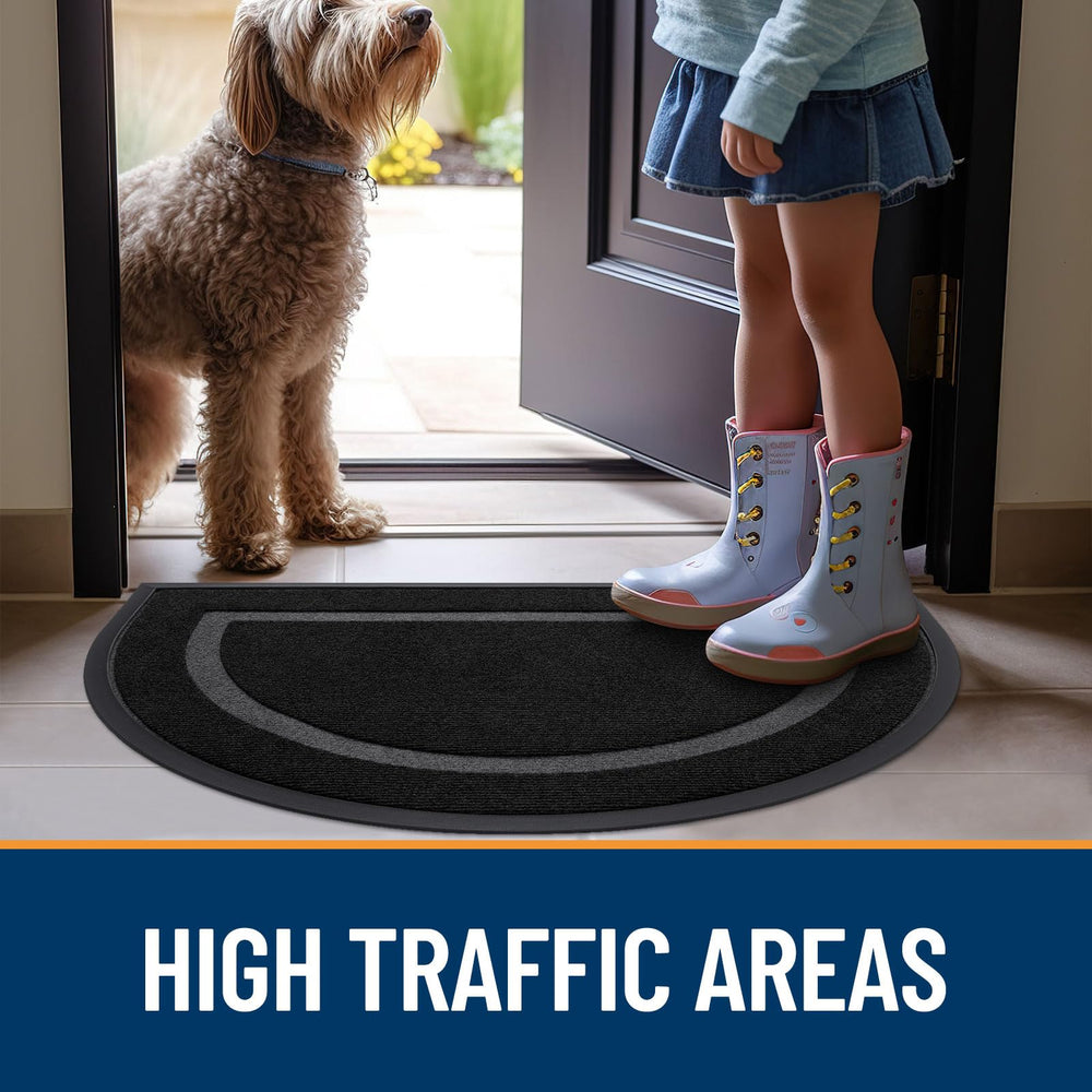 OLANLY Half Circle Door Mat rolled for cleaning