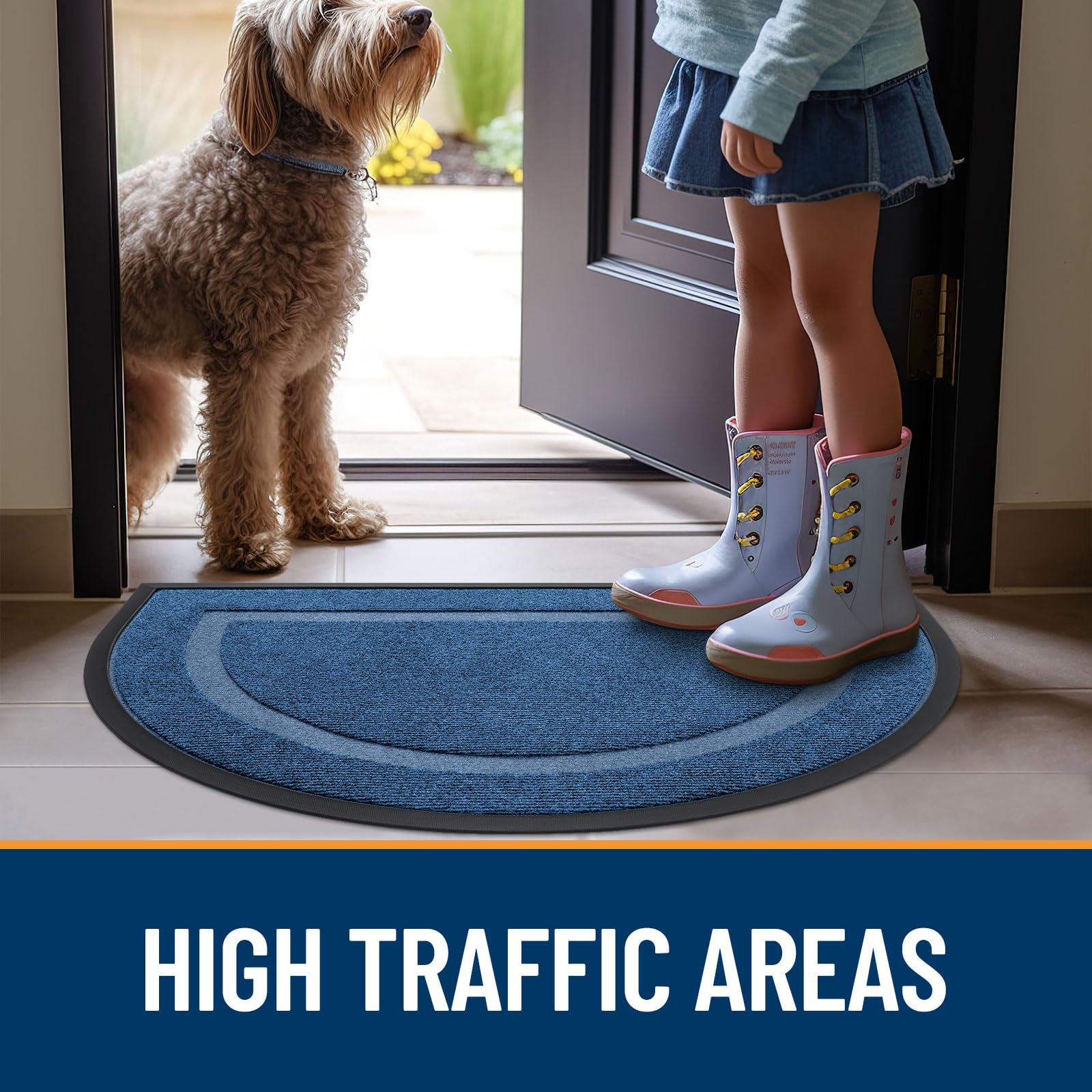 OLANLY Half Circle Door Mat rolled up for storage