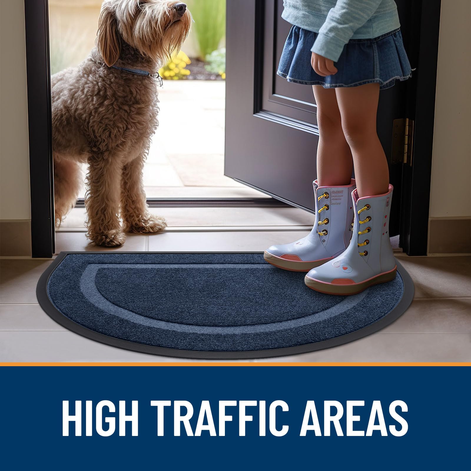 OLANLY Half Circle Door Mat showing deep grooves for dirt capture
