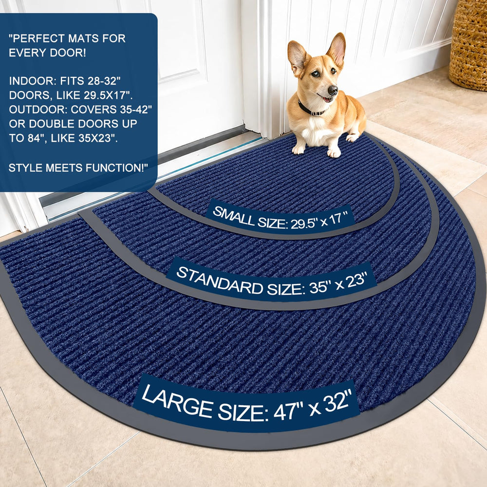 OLANLY Half Circle Door Mat showing modern stripe pattern