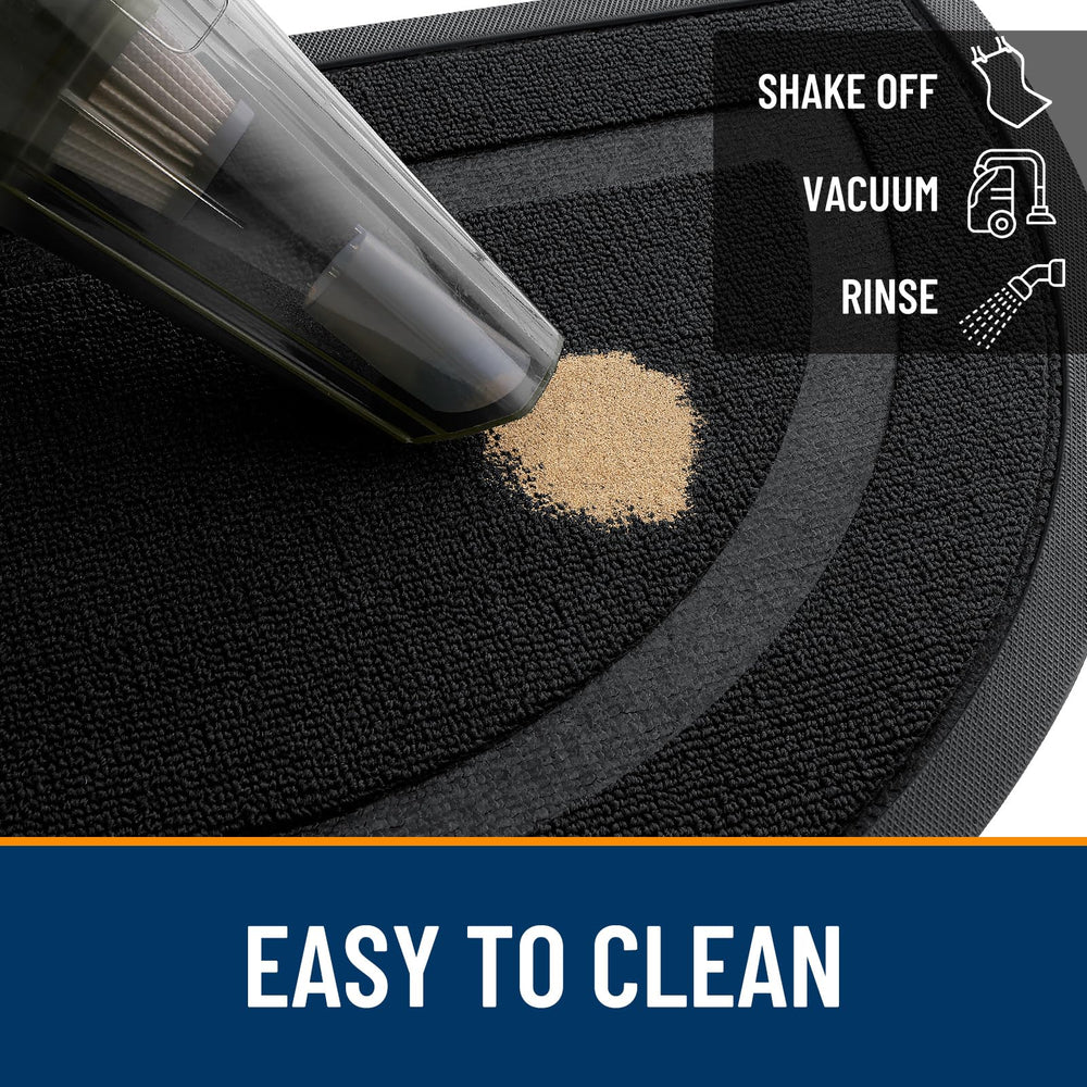 OLANLY Half Circle Door Mat with dirt trapped in grooves
