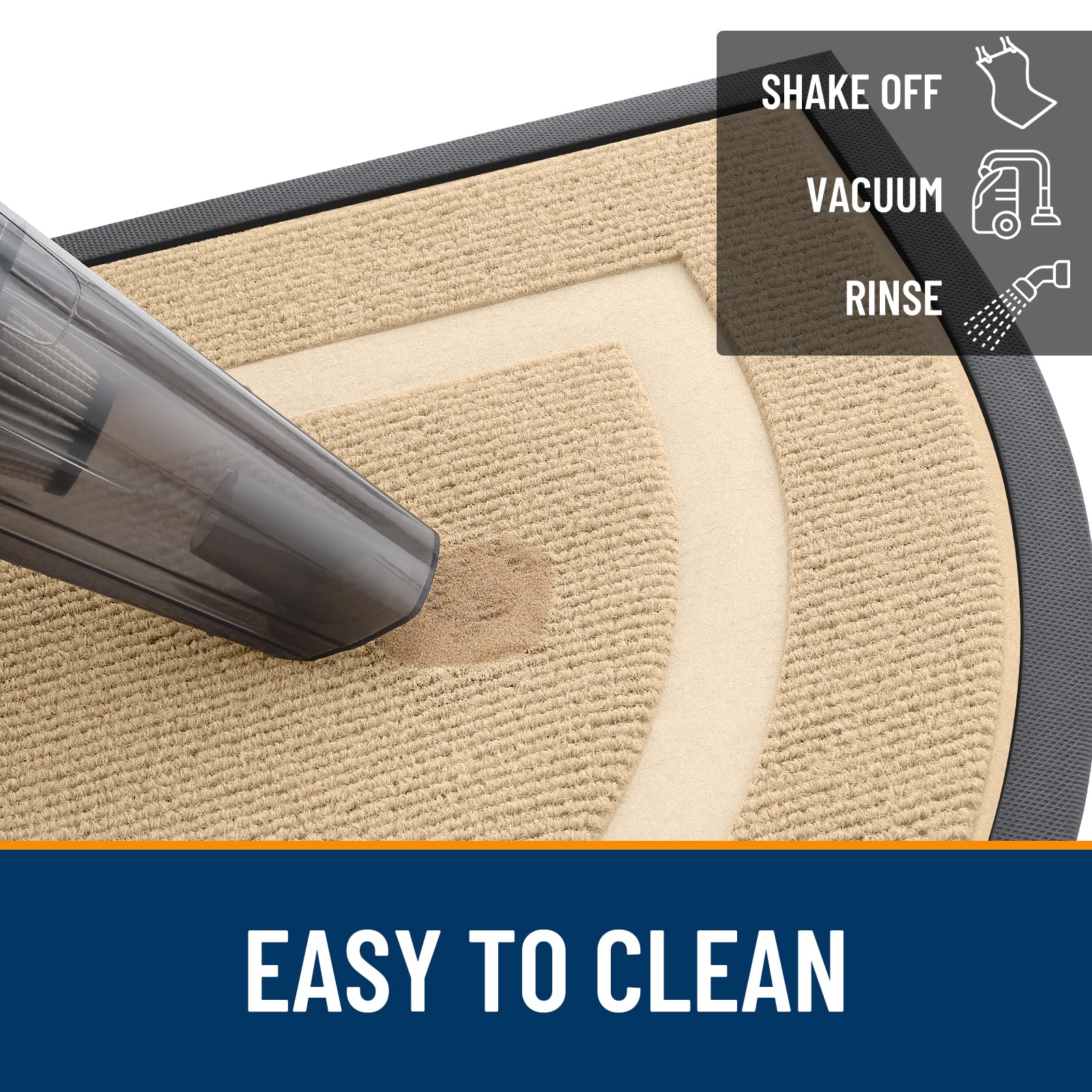 OLANLY Half Circle Door Mat with dirty shoes on it