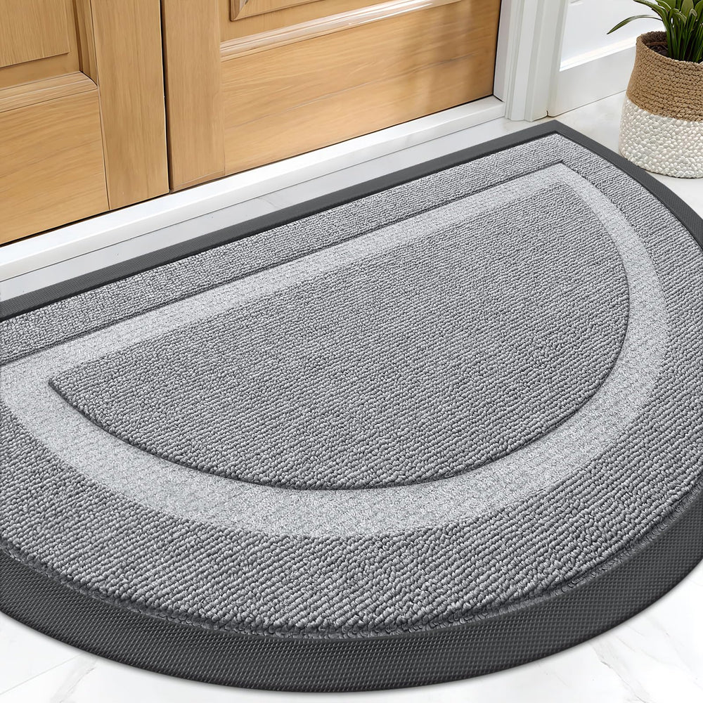 OLANLY Half Circle Doormat 59x34 Ash Gray front view