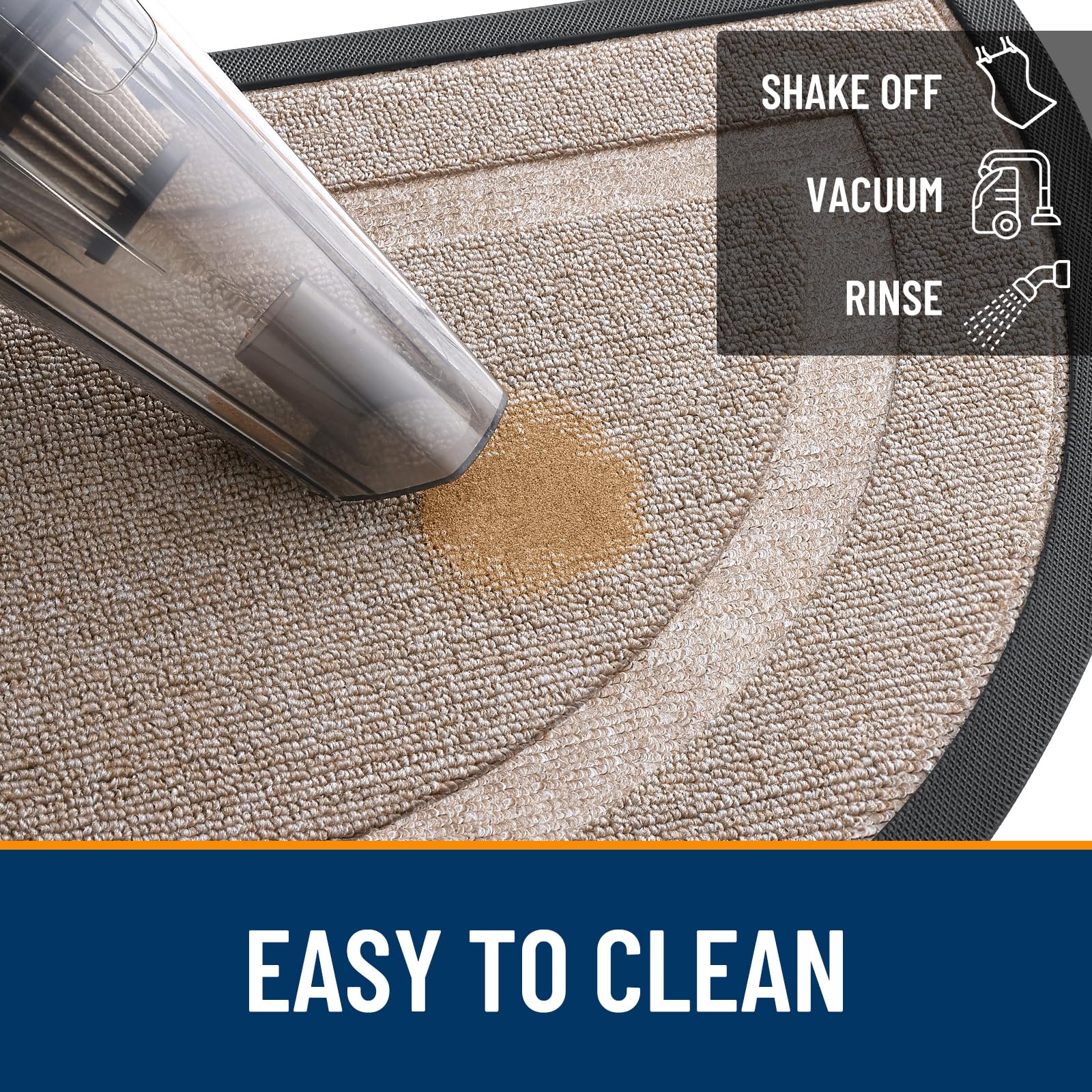 OLANLY Half Circle Doormat being cleaned with a garden hose