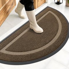 OLANLY Half Circle Doormat front view, brown color