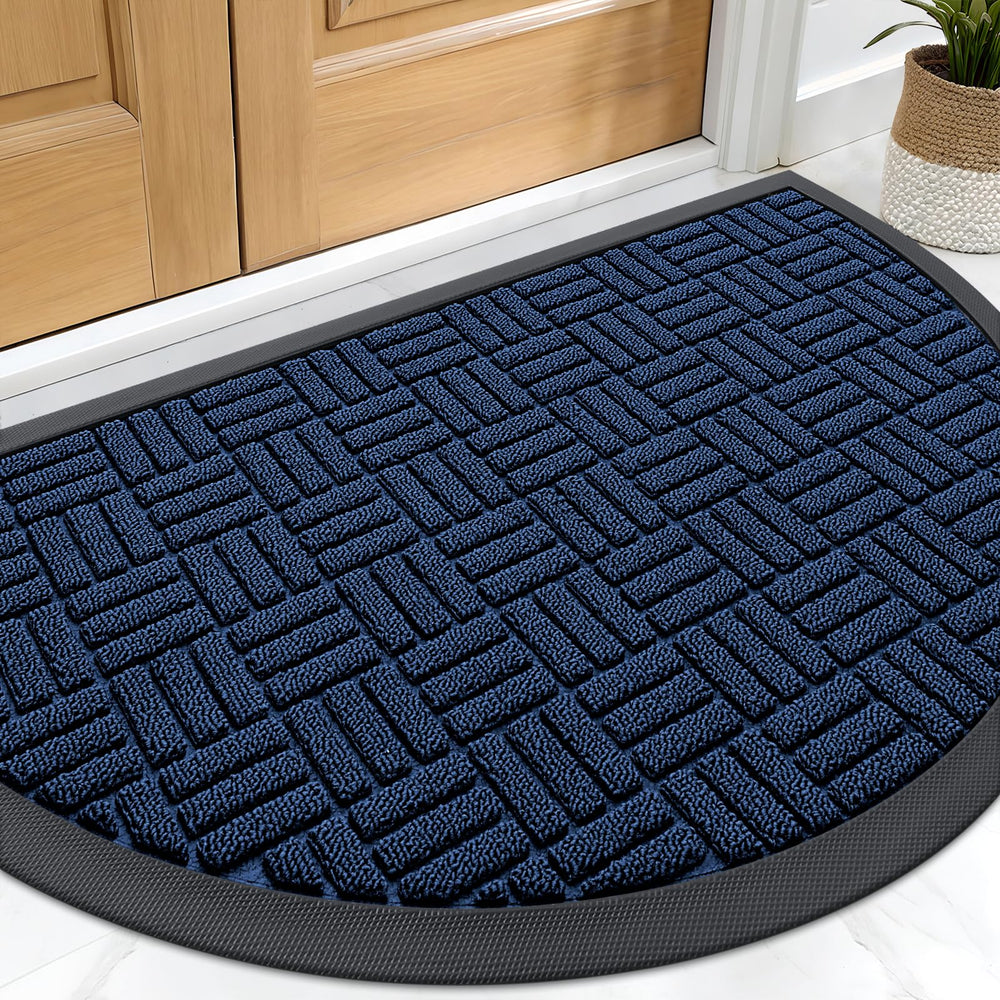 OLANLY Half-Circle Doormat front view in Navy Blue