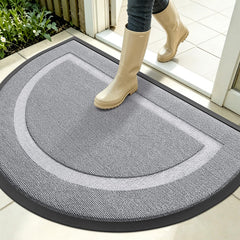 OLANLY Half Circle Doormat front view in Silver Gray