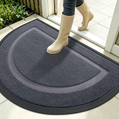 OLANLY Half Circle Doormat front view, light grey