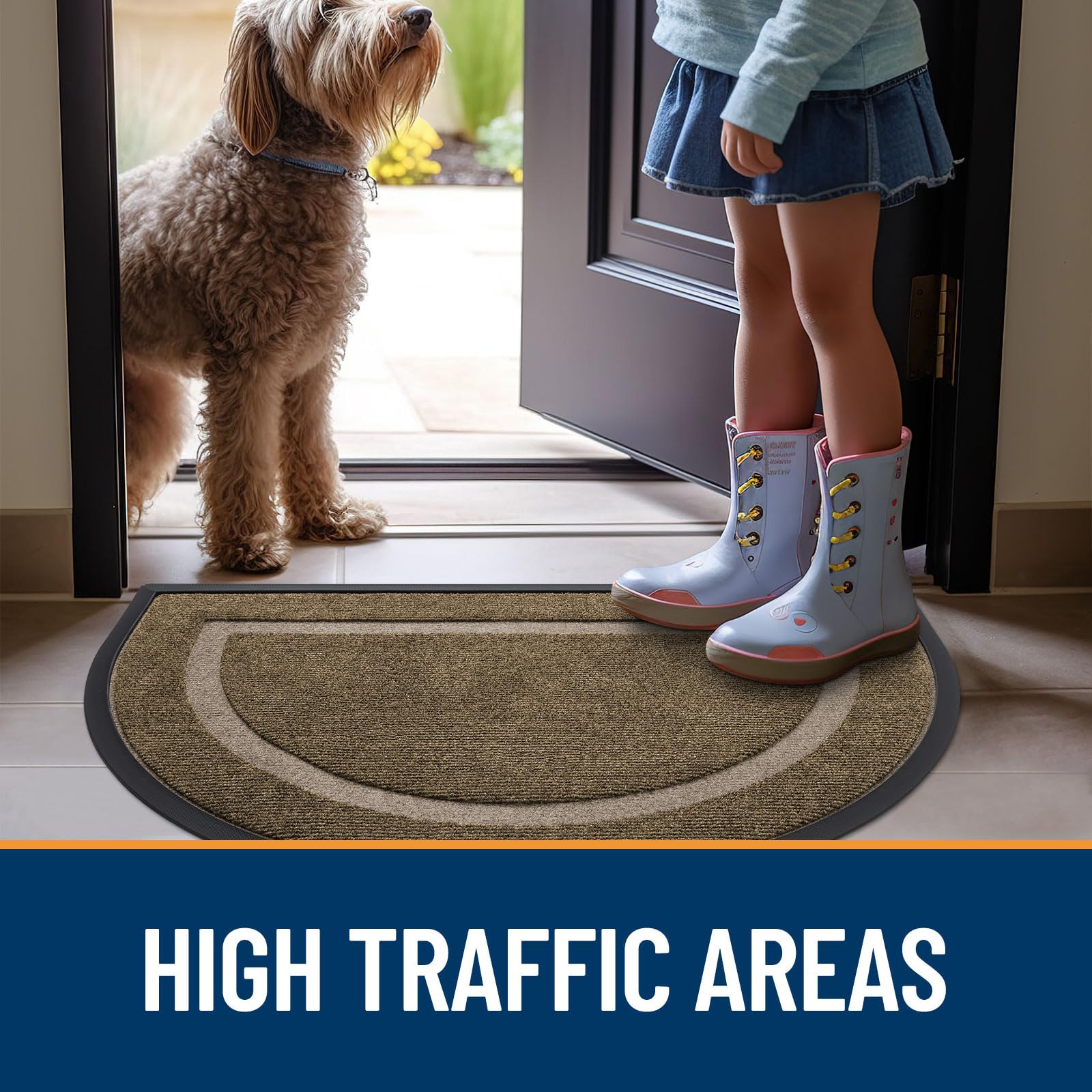 OLANLY Half Circle Doormat in a modern entryway
