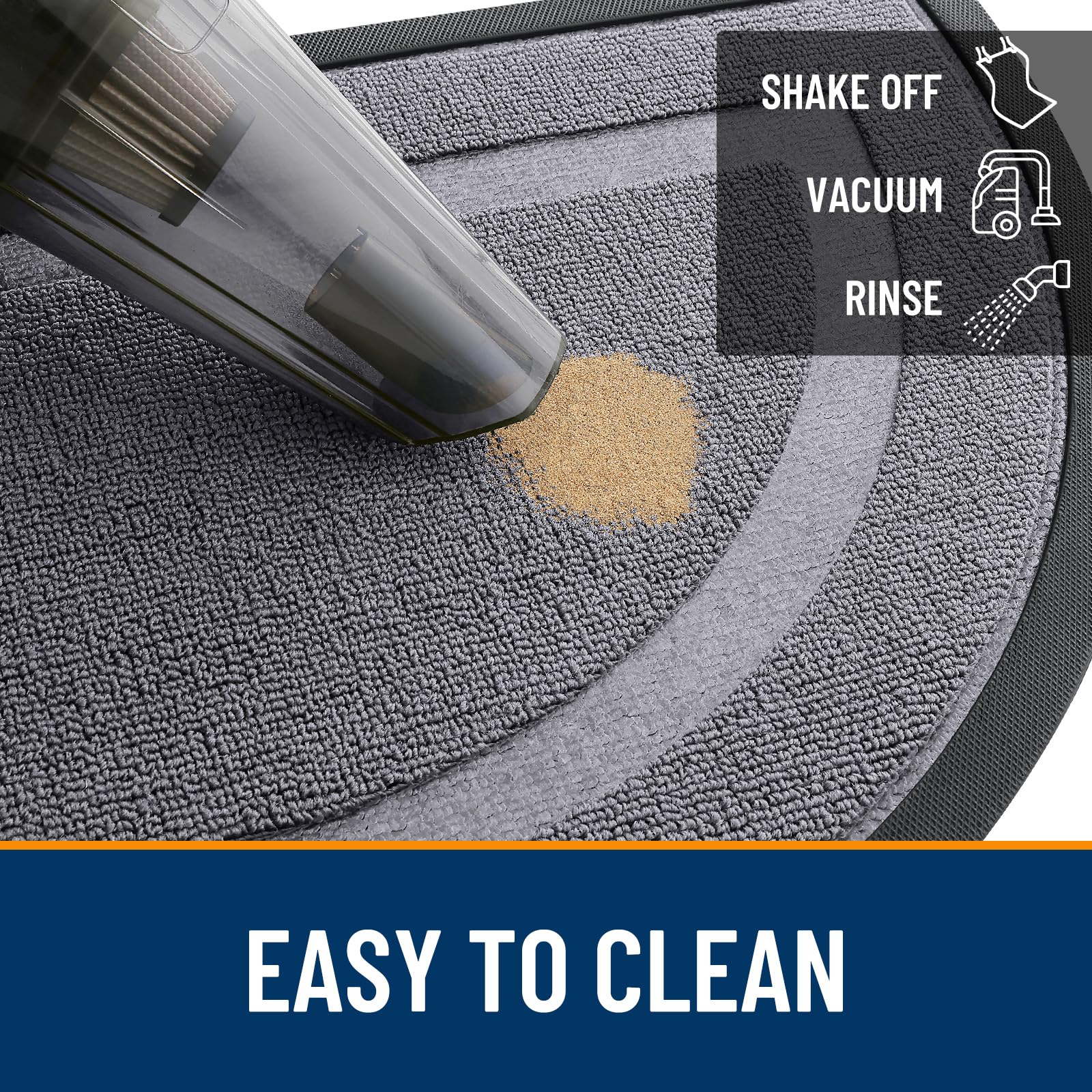 OLANLY Half Circle Doormat in a mudroom setting